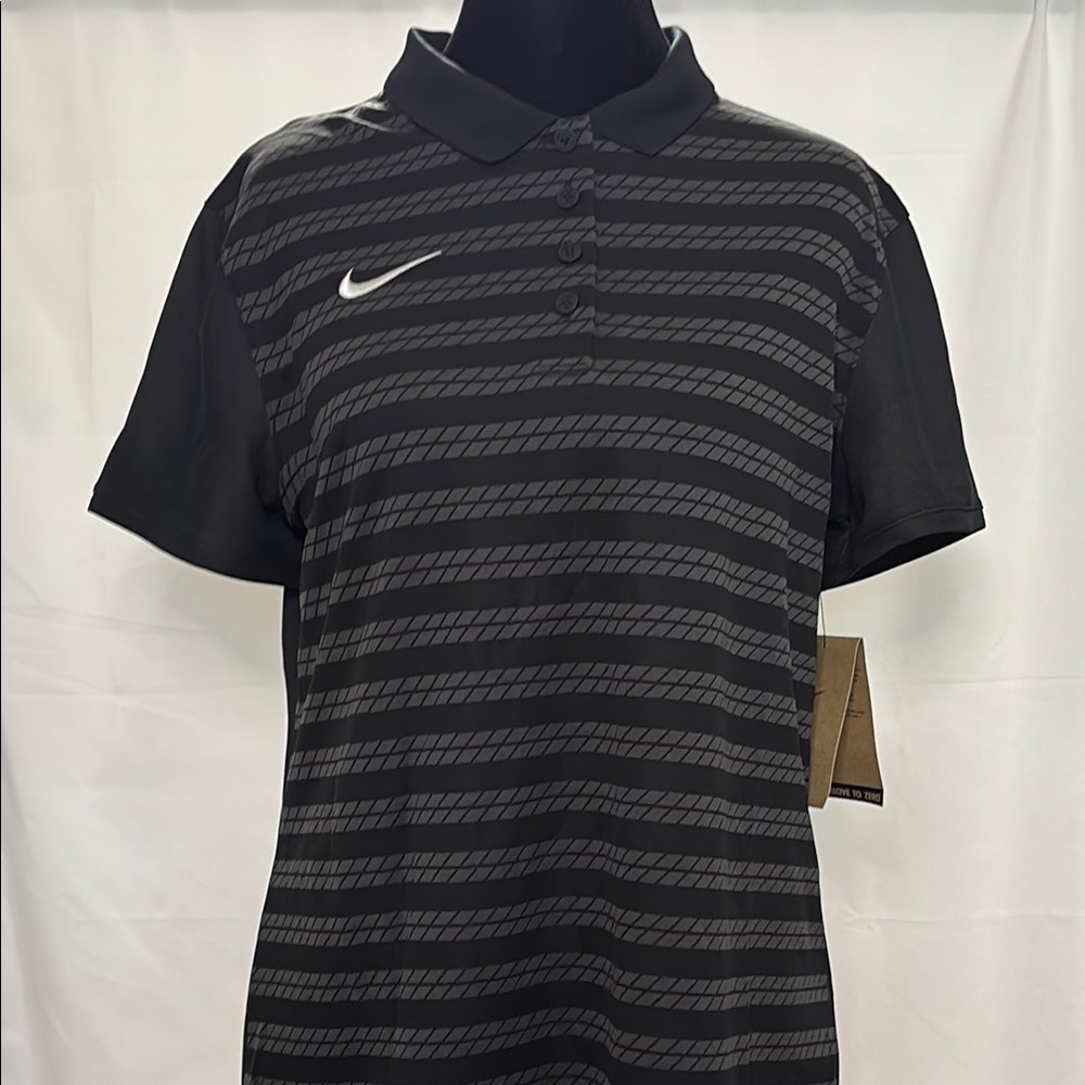 Nike Black and Gray Polo Shirt with Athletic Design